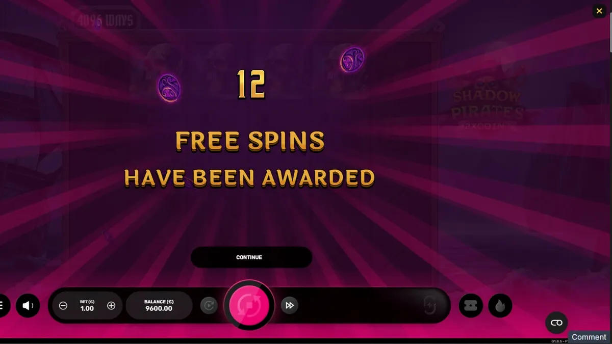 Tampilan antarmuka seluler slot Shadow Pirates dengan tema bajak laut hantu