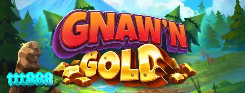Tampilan visual slot Gnaw’n Gold dengan tema hutan dan berang-berang